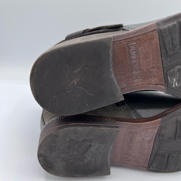 Pikolinos Ordinos Ankle boot with Leather accent strap & buckle, sz 35 black tan - Picture 10 of 10